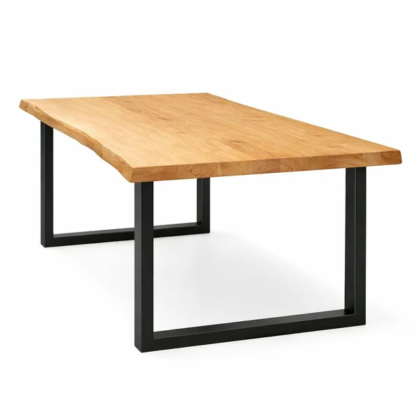 Table extensible chêne huilé bords naturels pieds en U 180 cm PALERME