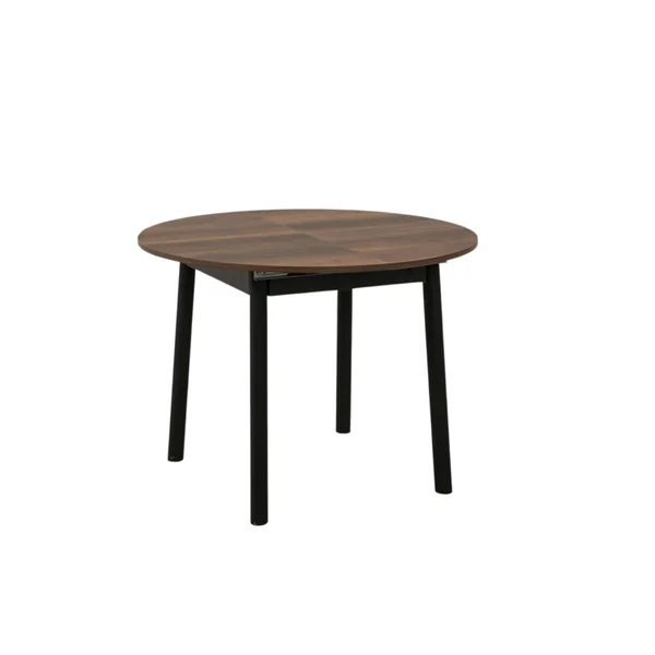 Table extensible ronde effet noyer pieds noirs Ø100-131 cm ARDEN