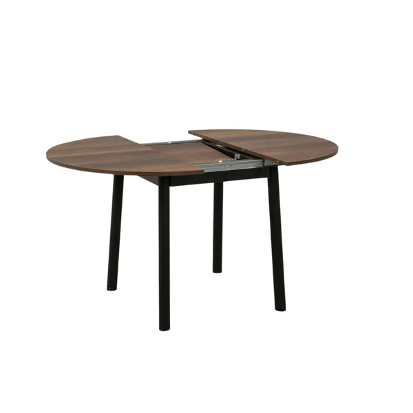 Table extensible ronde effet noyer pieds noirs Ø100-131 cm ARDEN