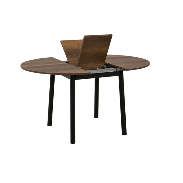 Table extensible ronde effet noyer pieds noirs Ø100-131 cm ARDEN