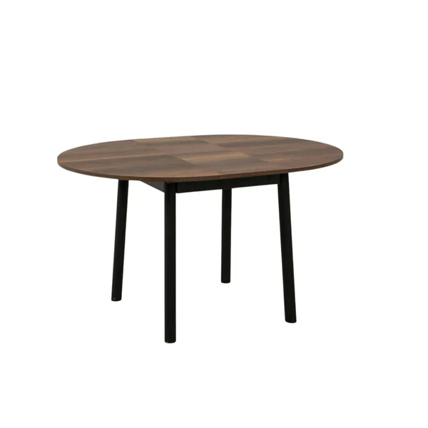 Table extensible ronde effet noyer pieds noirs Ø100-131 cm ARDEN