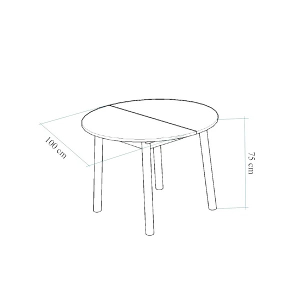 Table extensible ronde effet noyer pieds noirs Ø100-131 cm ARDEN