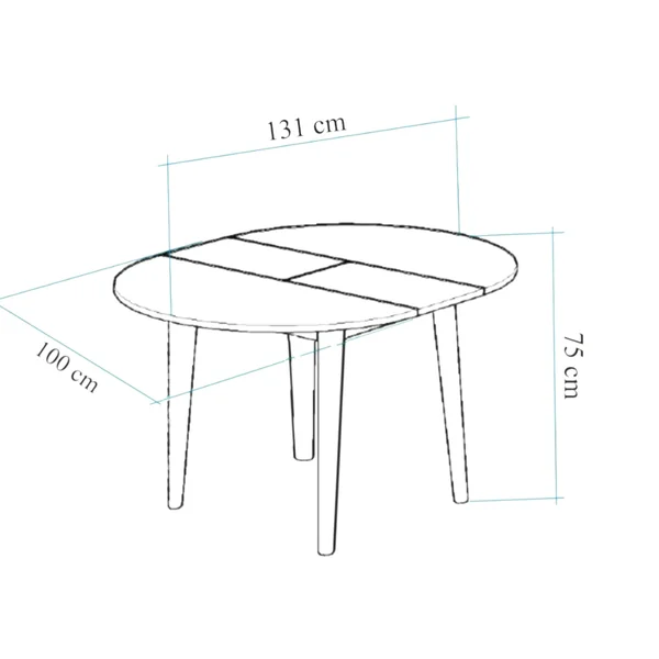 Table extensible ronde effet noyer pieds noirs Ø100-131 cm ARDEN