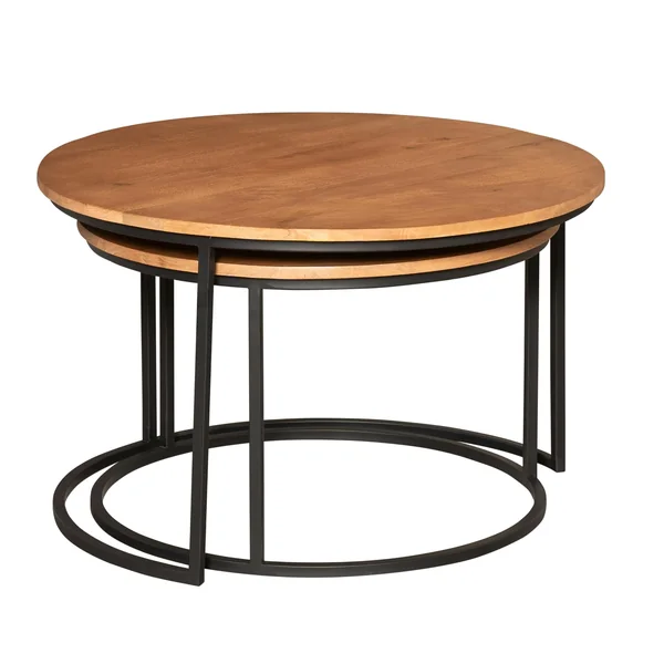 Table gigogne ronde en bois (lot de 2) CORTINA