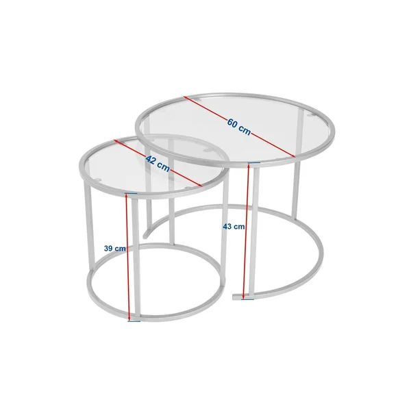 Table gigogne verre ambré - cadre doré (lot de 2) ⌀60 cm TULUM