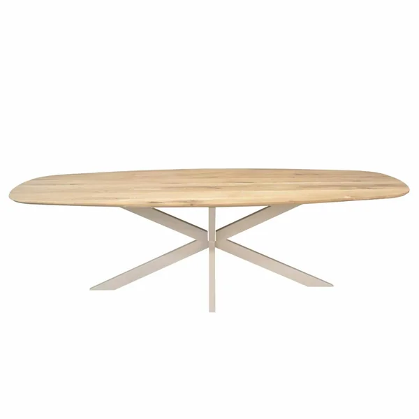Table rectangulaire bois bords arrondis pied blanc 200 cm LEXTON