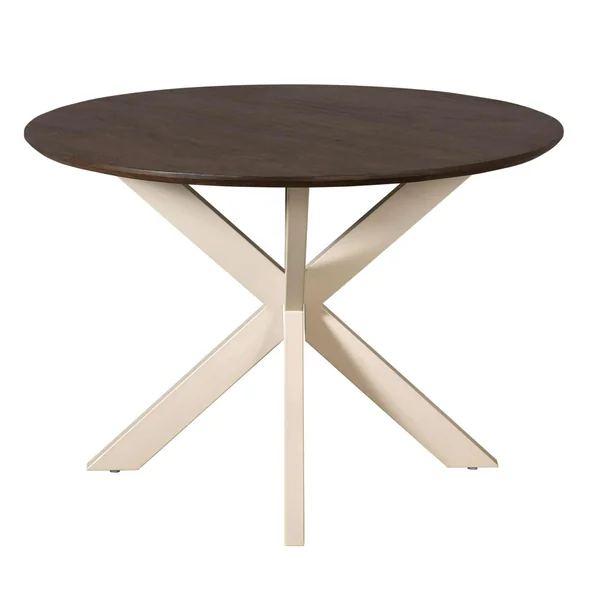 Table ronde bois brun pied blanc Ø150 cm CORTINA
