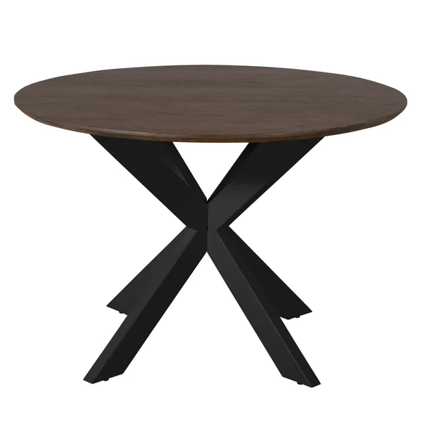 Table ronde bois brun pied noir Ø130 cm CORTINA