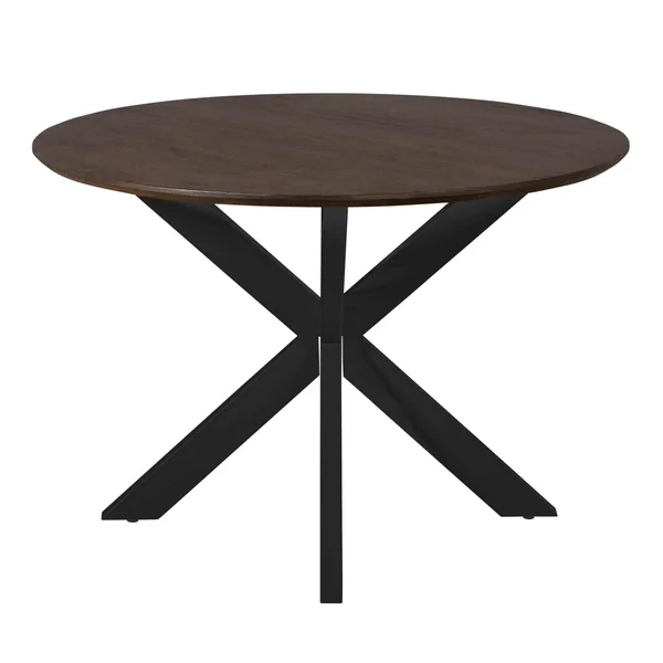 Table ronde bois brun pied noir Ø130 cm CORTINA