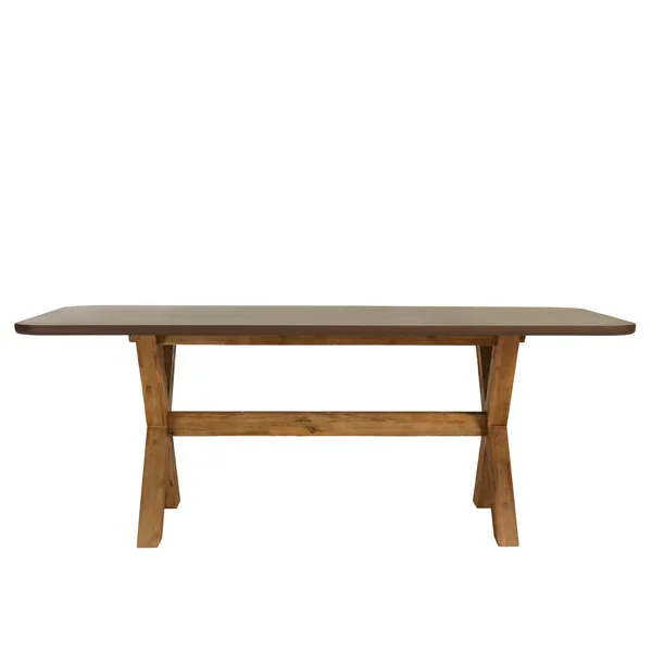 Table à manger 200 cm effet béton marron pied en bois d'acacia CALVI