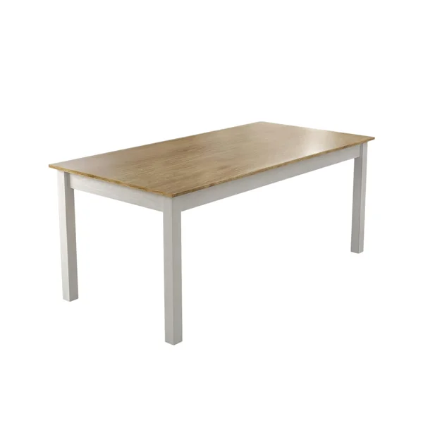 Table à manger blanche, plateau effet bois clair 180 cm CALMA