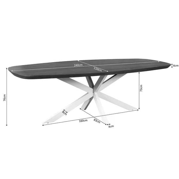 Table à manger bois bords arrondis 240 cm CORTINA