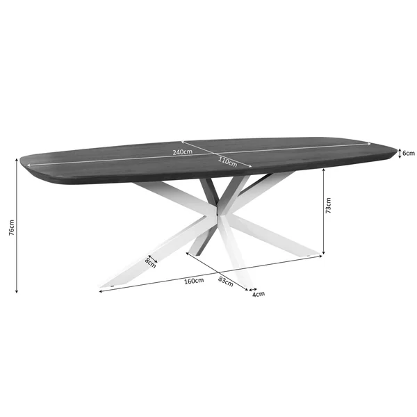 Table à manger bois brun pied blanc 240 cm CORTINA