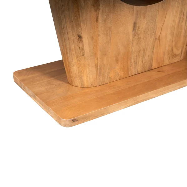 Table à manger bois clair pied central ouvert 200 cm ARCANA