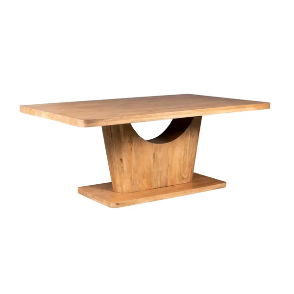 Table à manger bois clair pied central ouvert 240 cm ARCANA