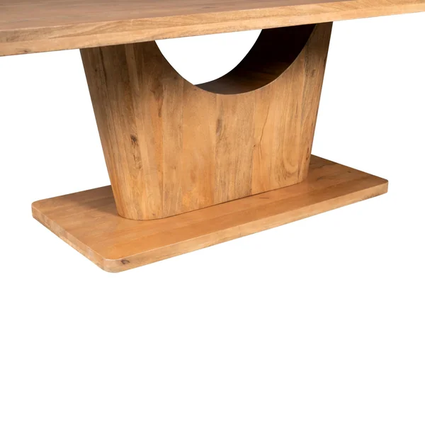 Table à manger bois clair pied central ouvert 240 cm ARCANA