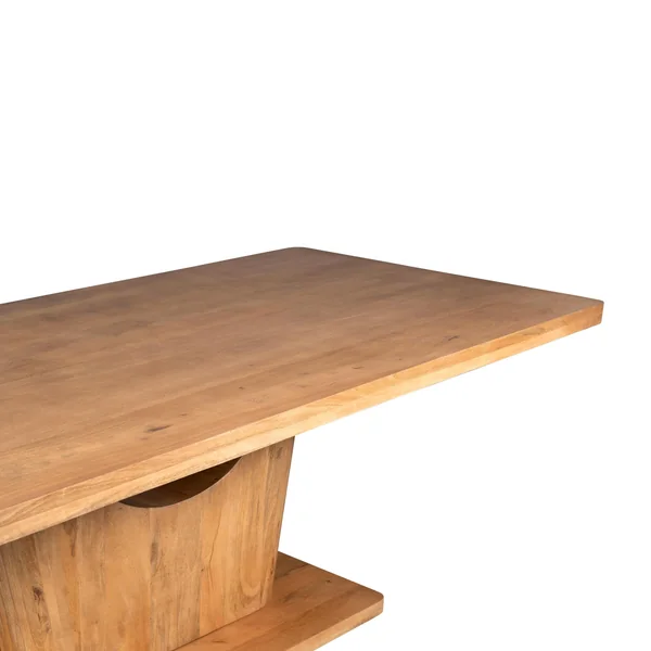 Table à manger bois clair pied central ouvert 240 cm ARCANA