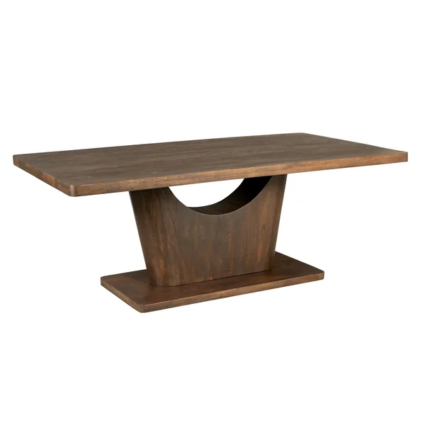 Table à manger bois foncé pied central ouvert 240 cm ARCANA