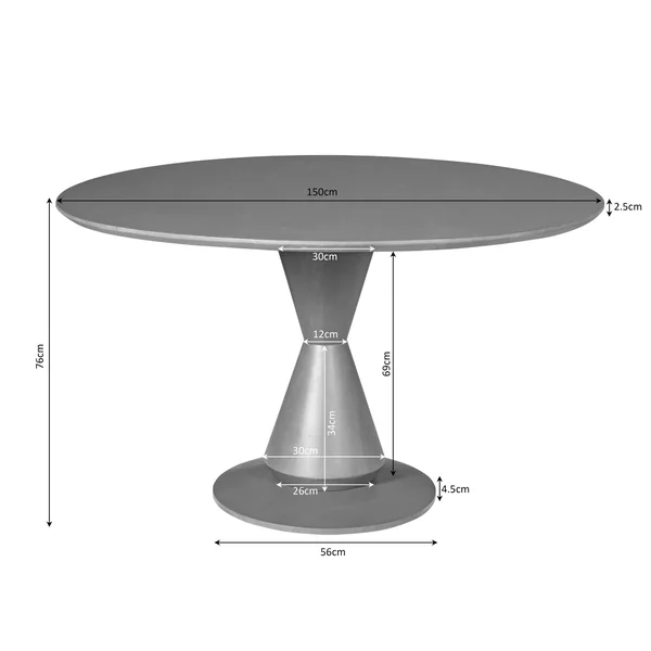 Table à manger bois foncé pied central sculpté Ø150 cm ALMA