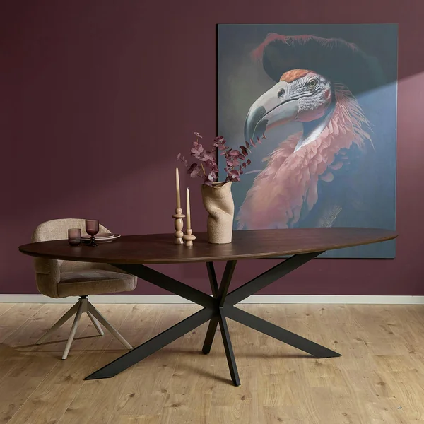 Table à manger bois foncé style organique 210 cm LEXTON