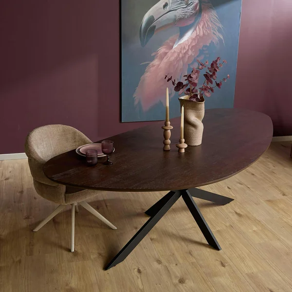 Table à manger bois foncé style organique 280 cm LEXTON