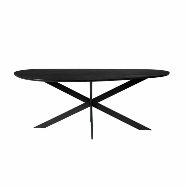 Table à manger bois noir style organique 210 cm LEXTON