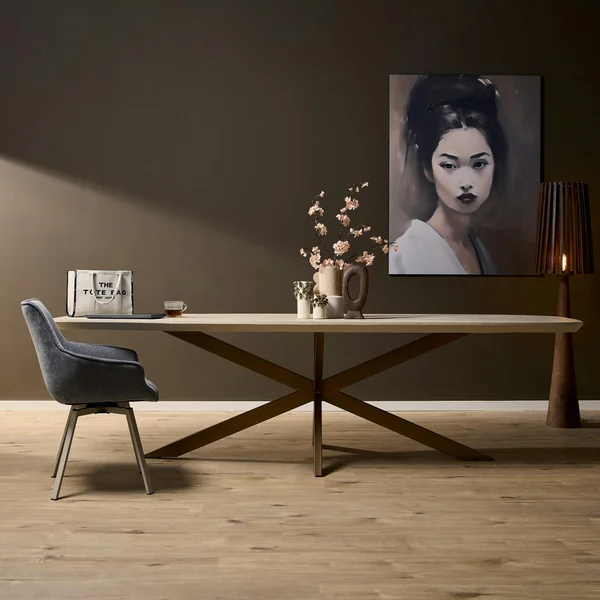 Table à manger bois sable bords arrondis 240 cm CORTINA