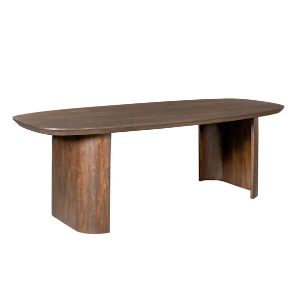 Table à manger ovale bois foncé pieds courbes 200 cm ALMA