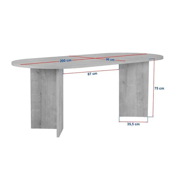 Table à manger ovale effet bois noyer pieds en V 200 cm MARFA