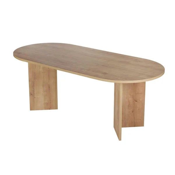 Table à manger ovale effet chêne pieds en V 200 cm MARFA
