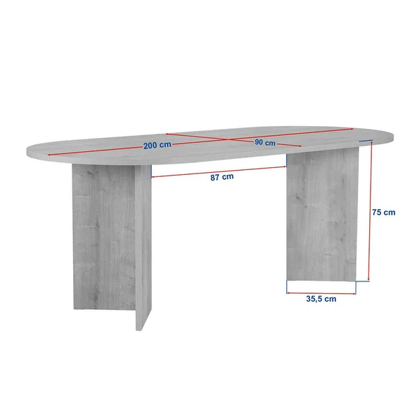 Table à manger ovale effet chêne pieds en V 200 cm MARFA