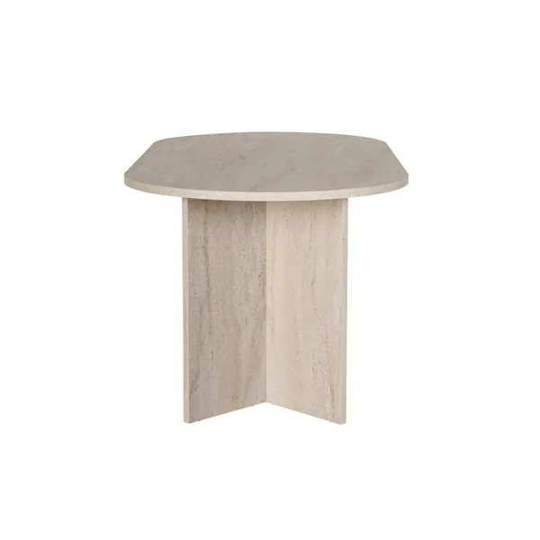 Table à manger ovale effet travertin pieds en V 200 cm MARFA