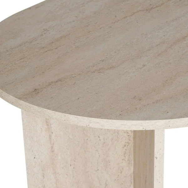 Table à manger ovale effet travertin pieds en V 200 cm MARFA