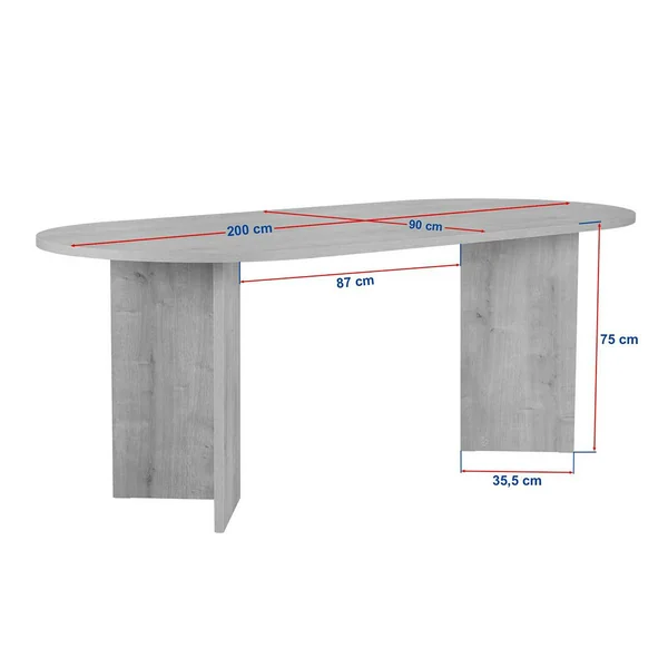 Table à manger ovale effet travertin pieds en V 200 cm MARFA