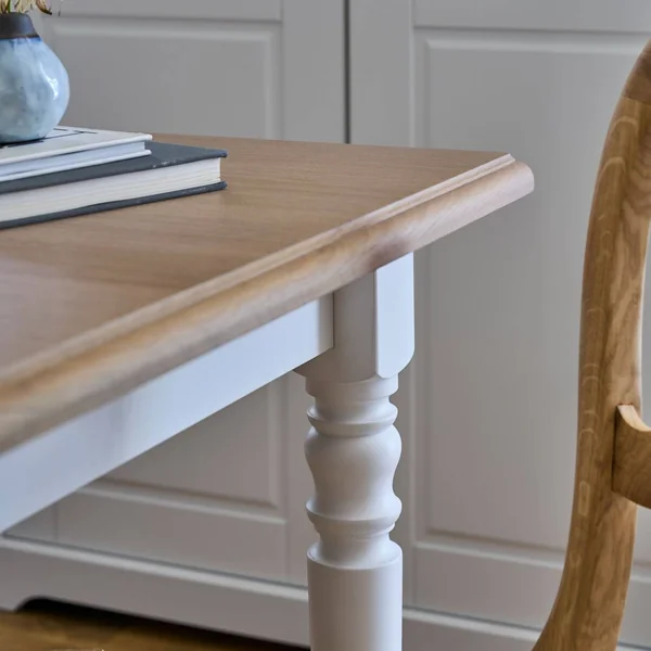 Table à manger rectangulaire extensible bois et blanc 6 à 10 personnes Apolline