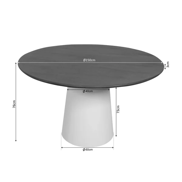 Table à manger ronde bois brun pied central Ø150 cm CORTINA