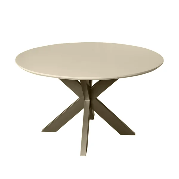 Table à manger ronde bois sable pied bronze Ø110 cm CORTINA