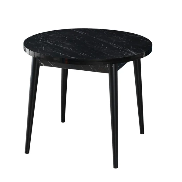 Table à manger ronde noire effet marbré Ø90 cm MARFA