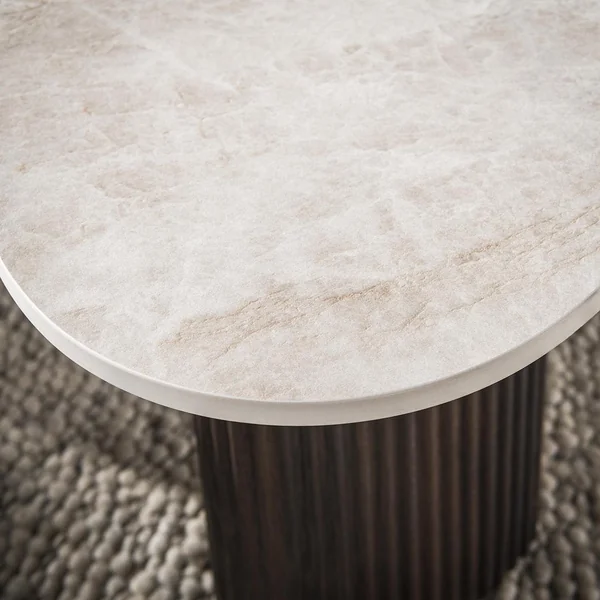 Tables basses moderne bois et céramique (lot de 2) Cervane