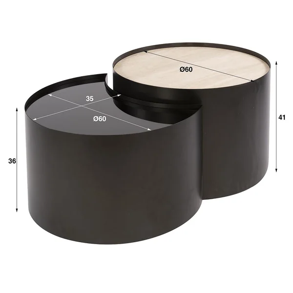 Tables basses rondes industrielles en métal bronze (lot de 2) Lofty