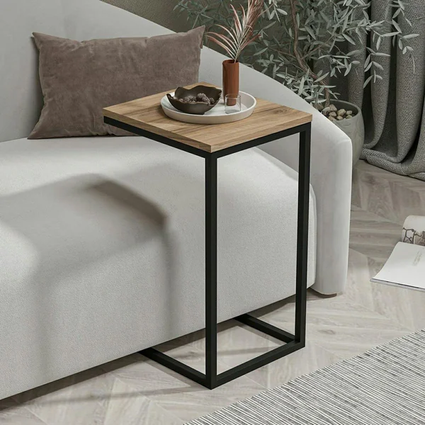 Tablette canapé pour ordinateur décor bois métal JENA