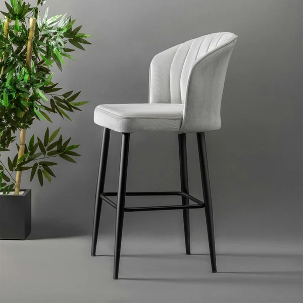 Tabouret de bar en velours écru 65 cm (lot de 2) ROSARIO