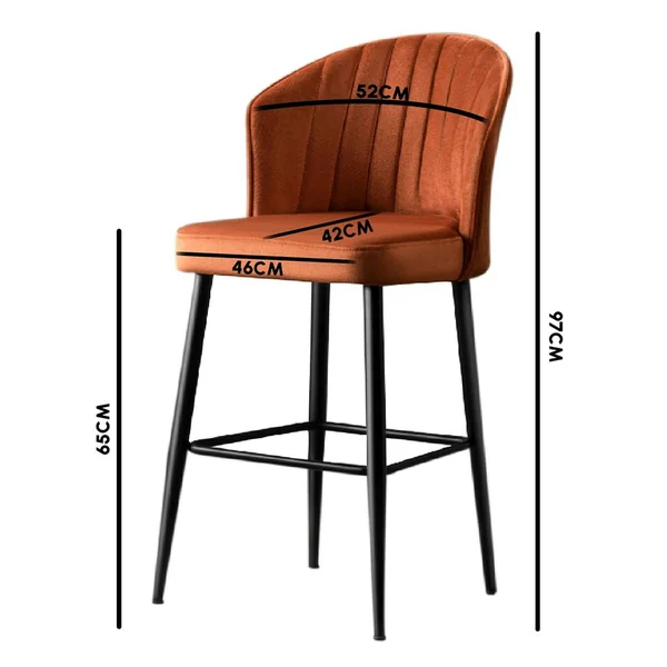 Tabouret de bar en velours écru 65 cm (lot de 2) ROSARIO