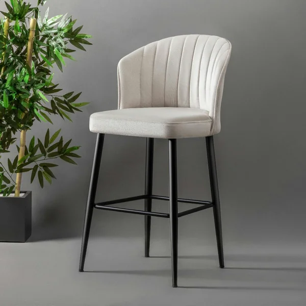 Tabouret de bar en velours écru 65 cm (lot de 2) ROSARIO