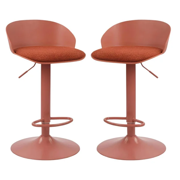 Tabouret de bar réglable métal et tissu terracotta (lot de 2) LEEDS