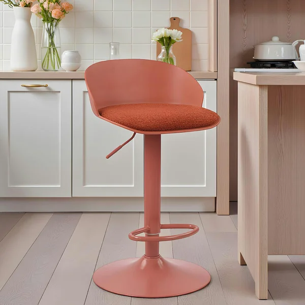 Tabouret de bar réglable métal et tissu terracotta (lot de 2) LEEDS