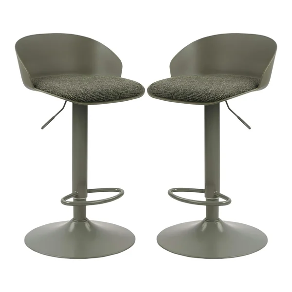Tabouret de bar réglable métal et tissu vert (lot de 2) LEEDS