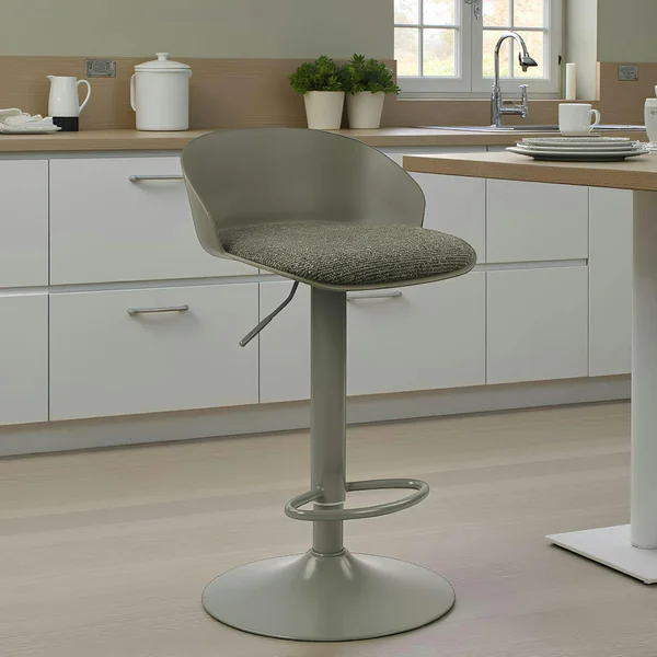 Tabouret de bar réglable métal et tissu vert (lot de 2) LEEDS