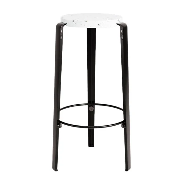 Tabouret haut BIG LOU Plastique Recyclé Venezia Noir graphite TIPTOE