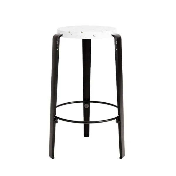Tabouret haut MI LOU Plastique Recyclé Venezia Noir graphite TIPTOE